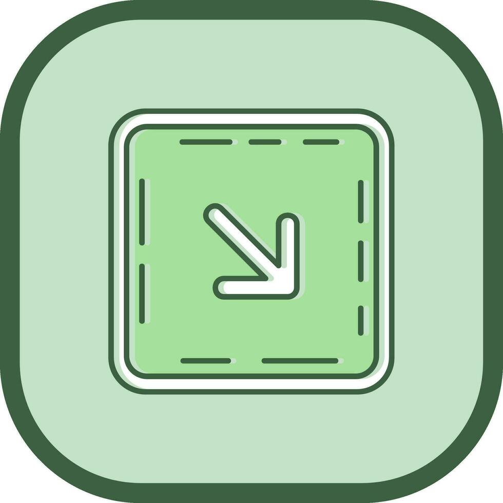 Down right arrow Line filled sliped Icon vector