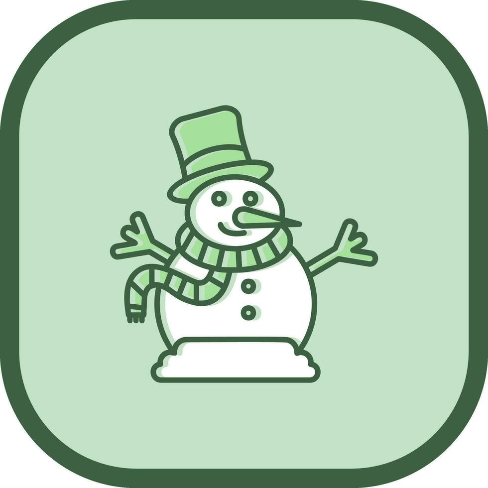 Snowman Line filled sliped Icon vector