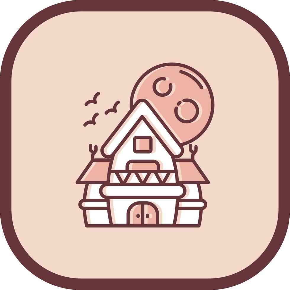 Haunted house Line filled sliped Icon vector