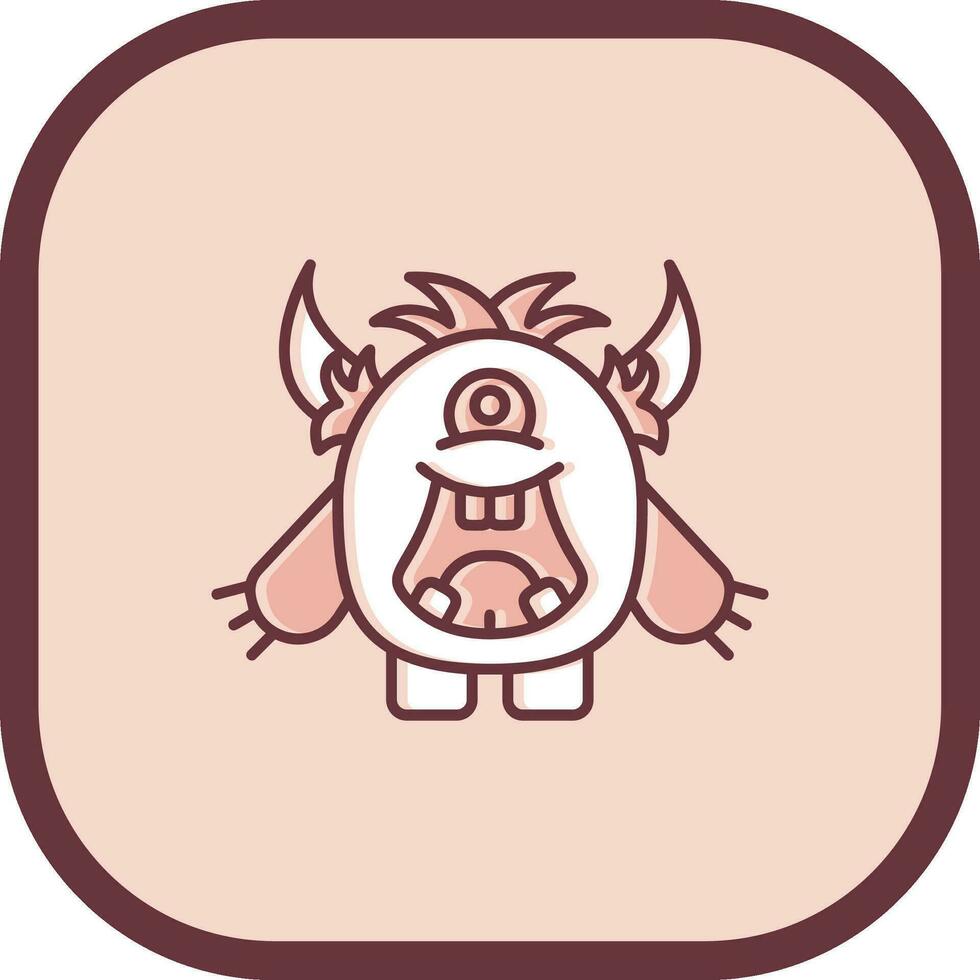 Monster Line filled sliped Icon vector