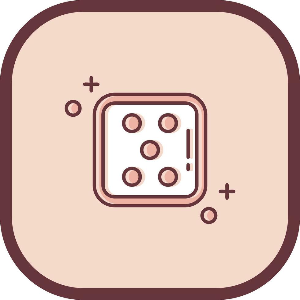 Dice five Line filled sliped Icon vector