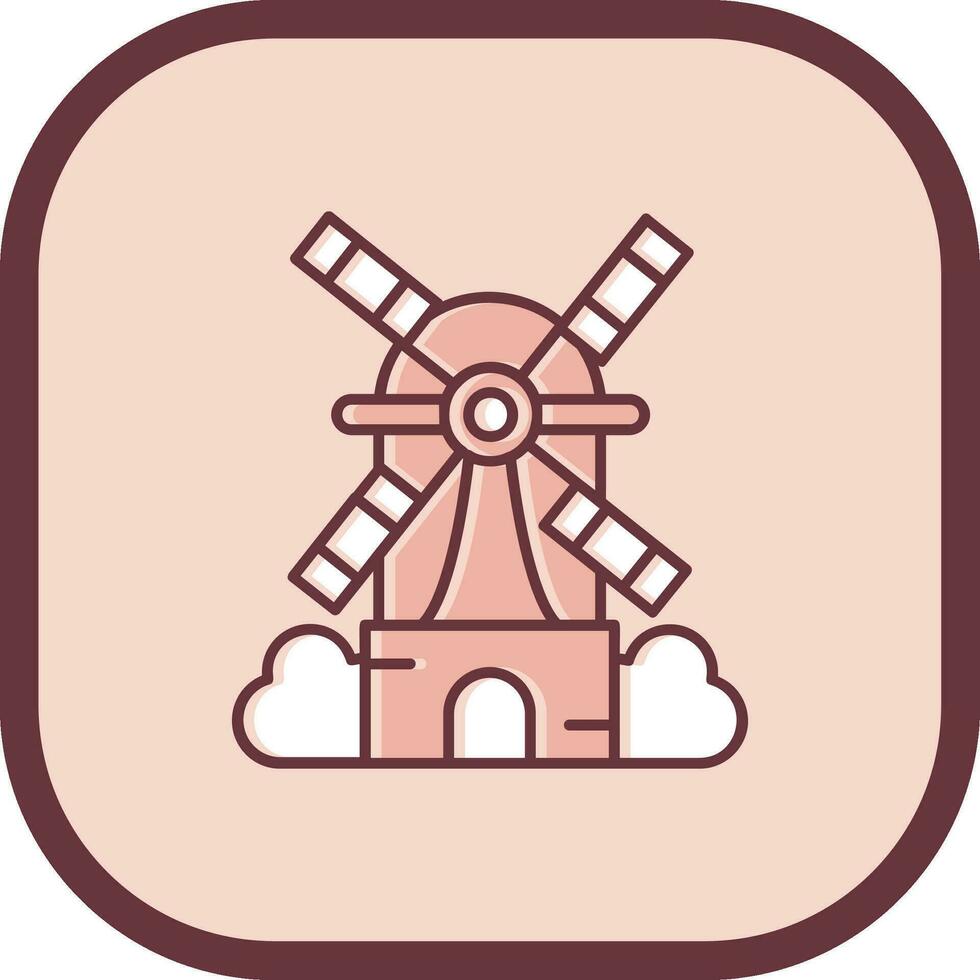 Windmill Line filled sliped Icon vector