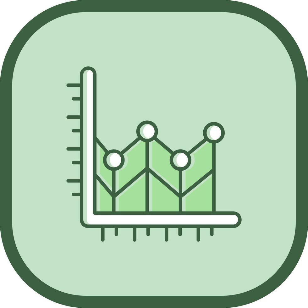 Line chart Line filled sliped Icon vector