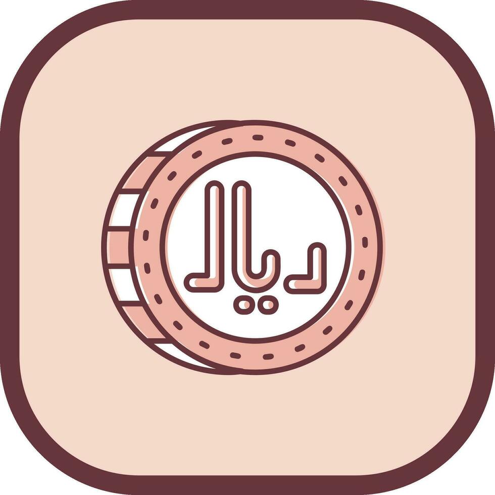 Riyal Line filled sliped Icon vector
