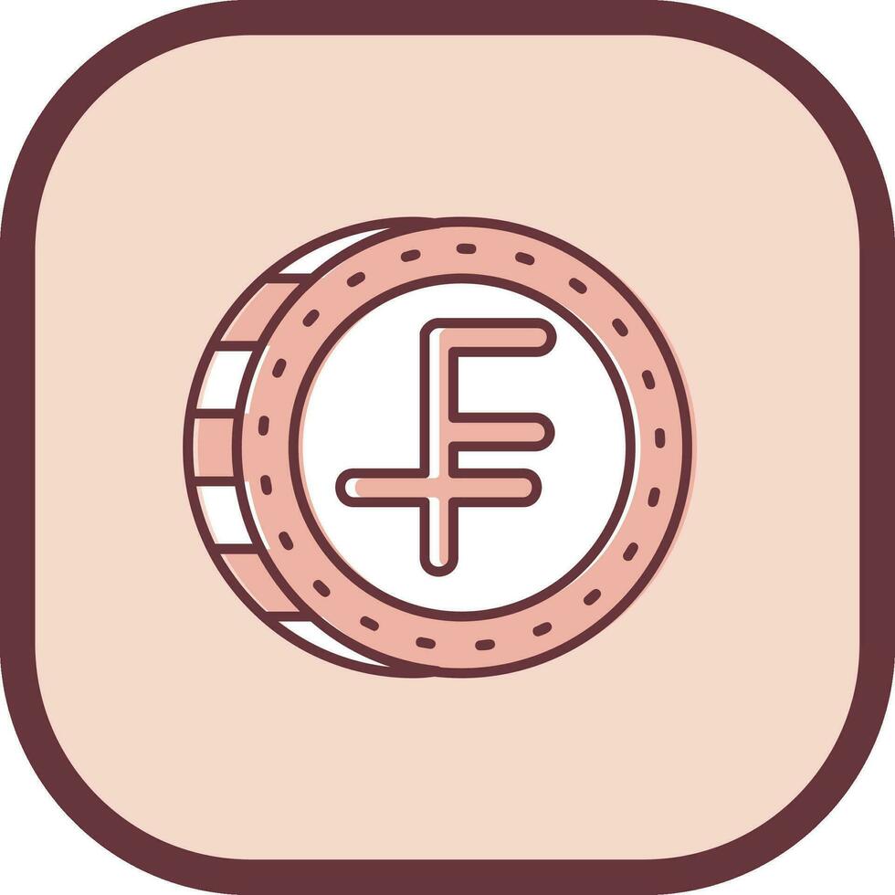 Swiss franc Line filled sliped Icon vector