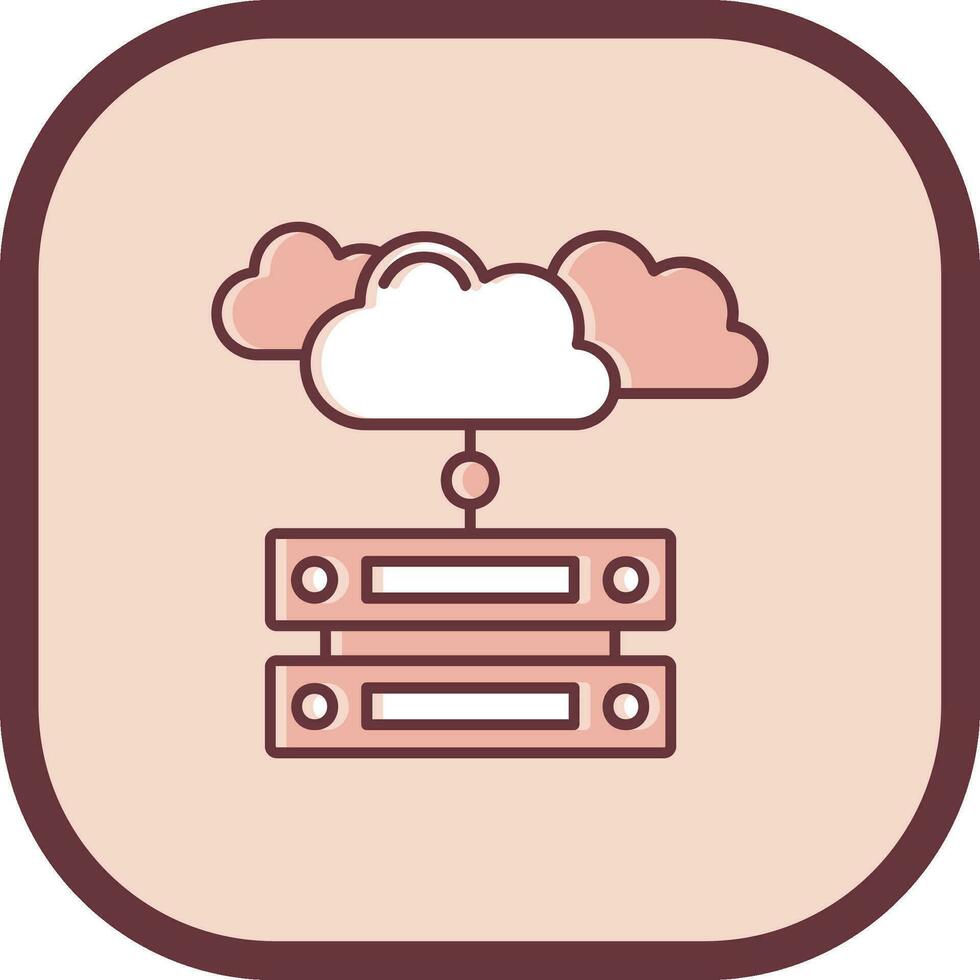 Cloud data Line filled sliped Icon vector