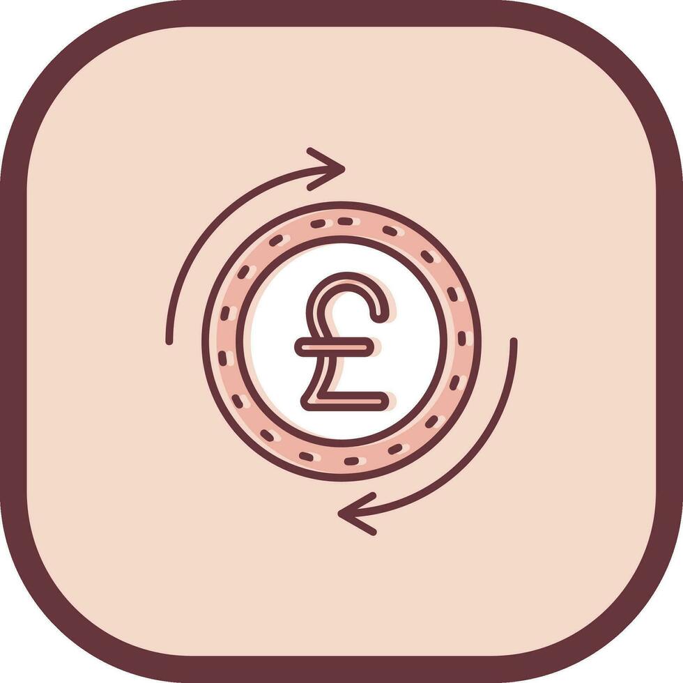 Pound Line filled sliped Icon vector