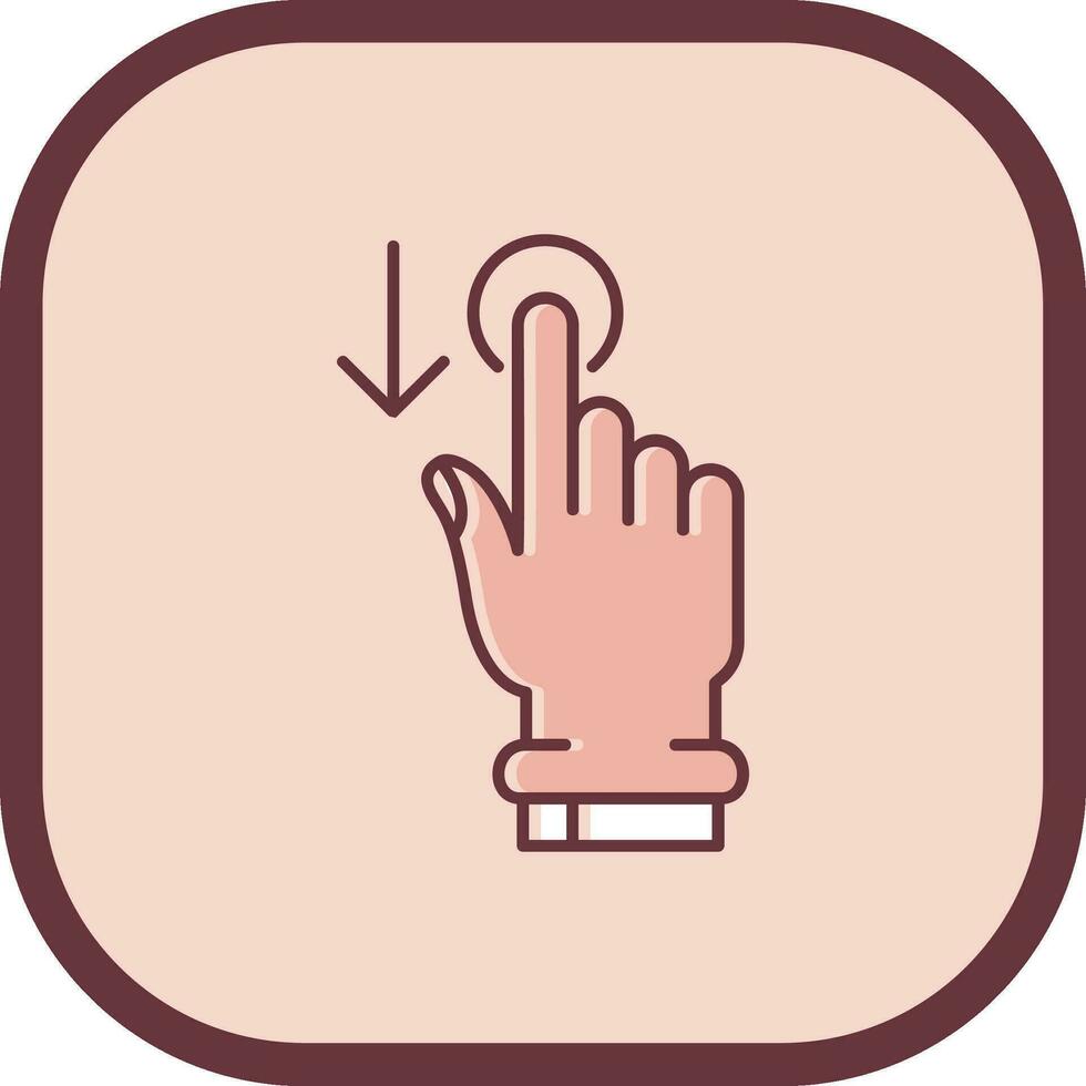 Tap and Move Down Line filled sliped Icon vector