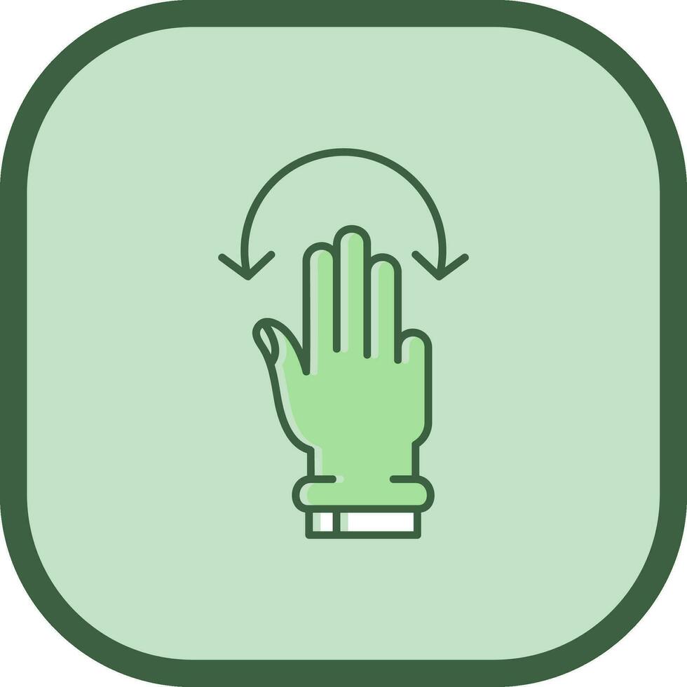 Three Fingers Rotate Line filled sliped Icon vector