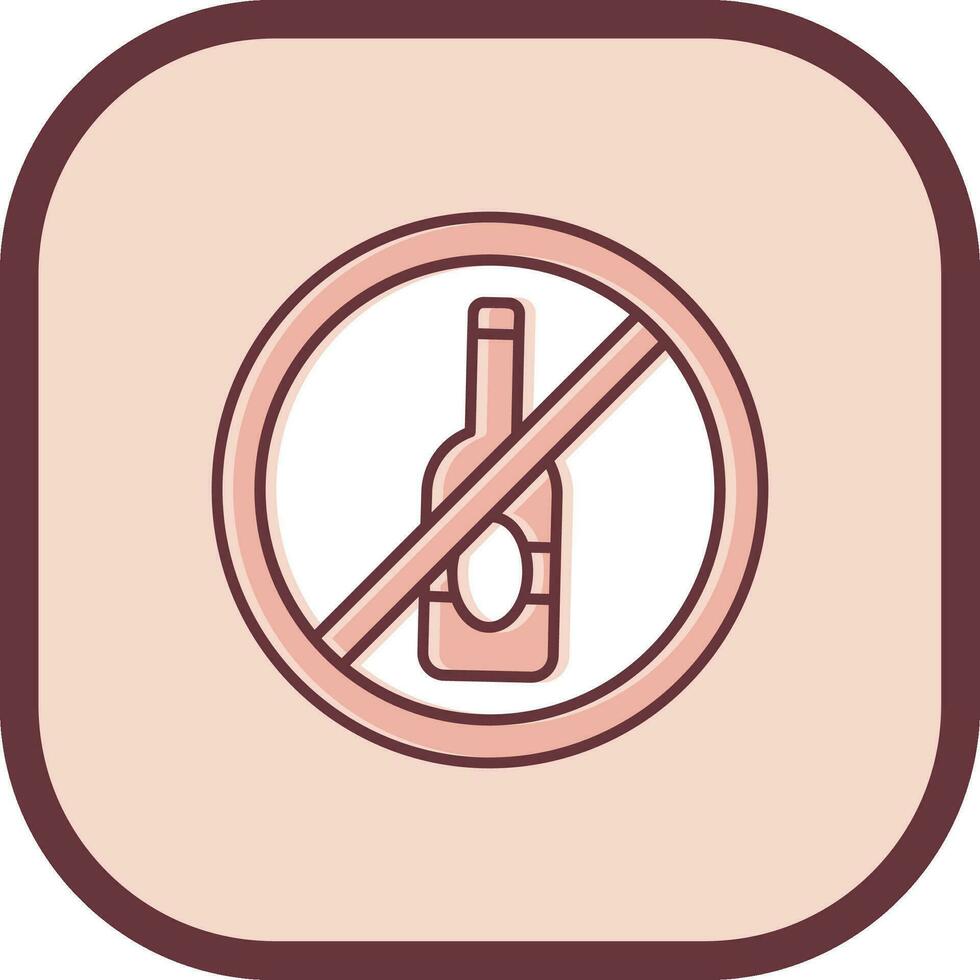 No alcohol línea lleno resbaló icono vector