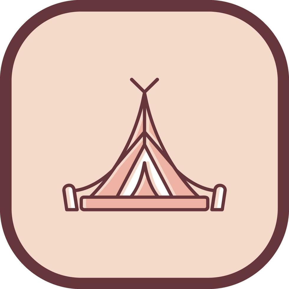 Tent Line filled sliped Icon vector