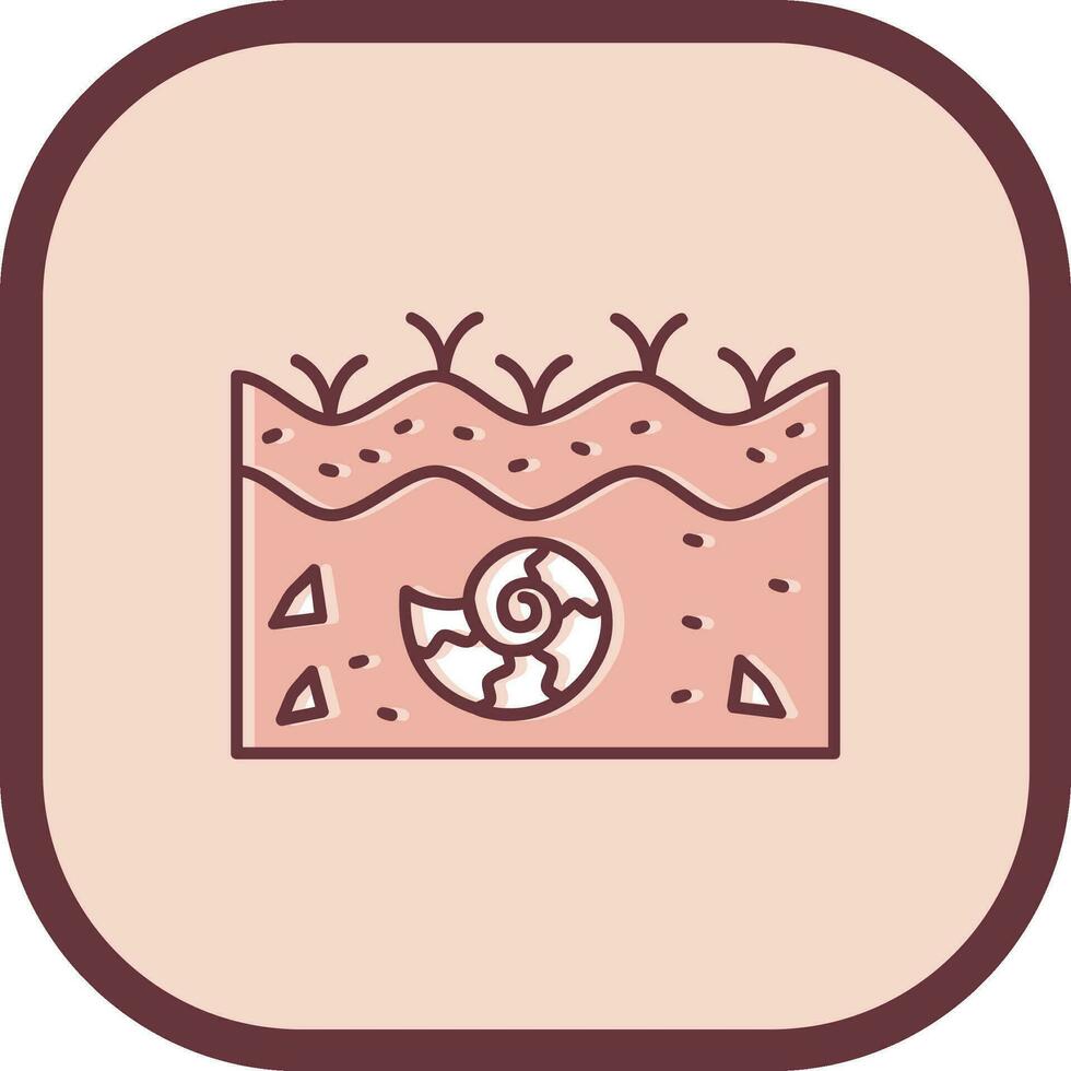 Fossil Line filled sliped Icon vector