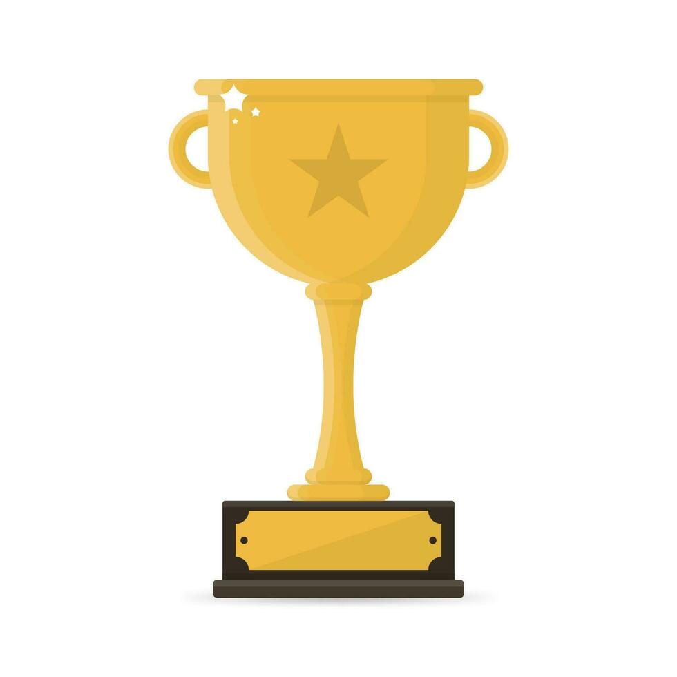 Vector Trophy Cup Flat Icon. Winners golden cup.