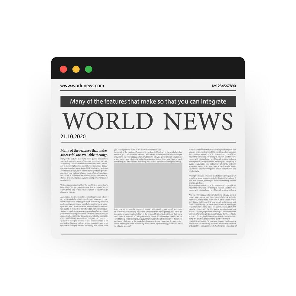 Digital News Concept with Business Newspaper on screen Laptop, icon isolated on white Vector illustration.