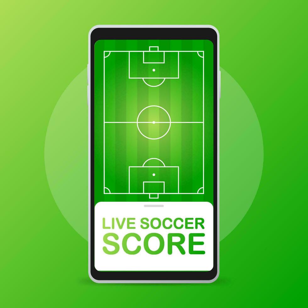 Mobile football soccer. Mobile sport play match. Online soccer game with live mobile app. vector