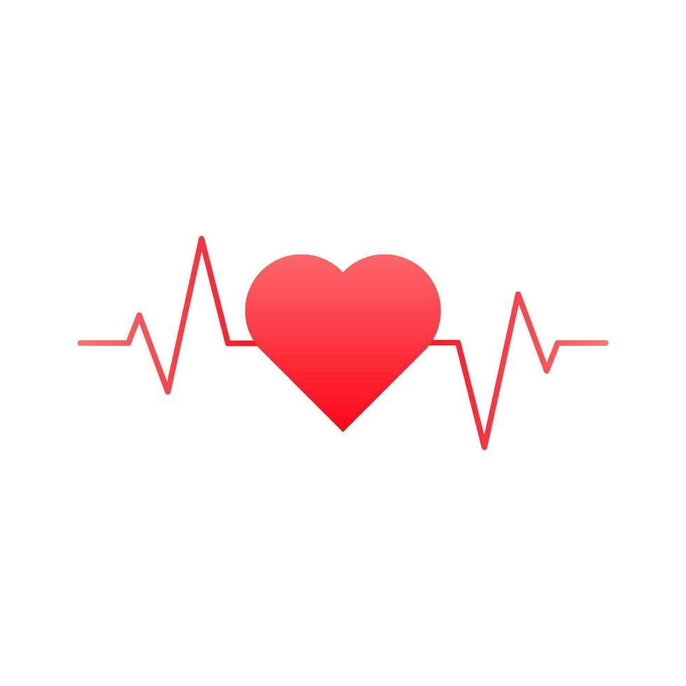 Red heart with heartbeat diagram symbol vector