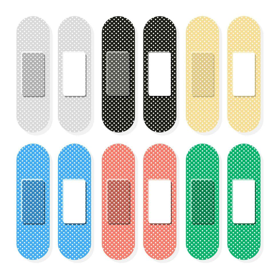 Elastic medical plasters. Adhesive bandage. vector