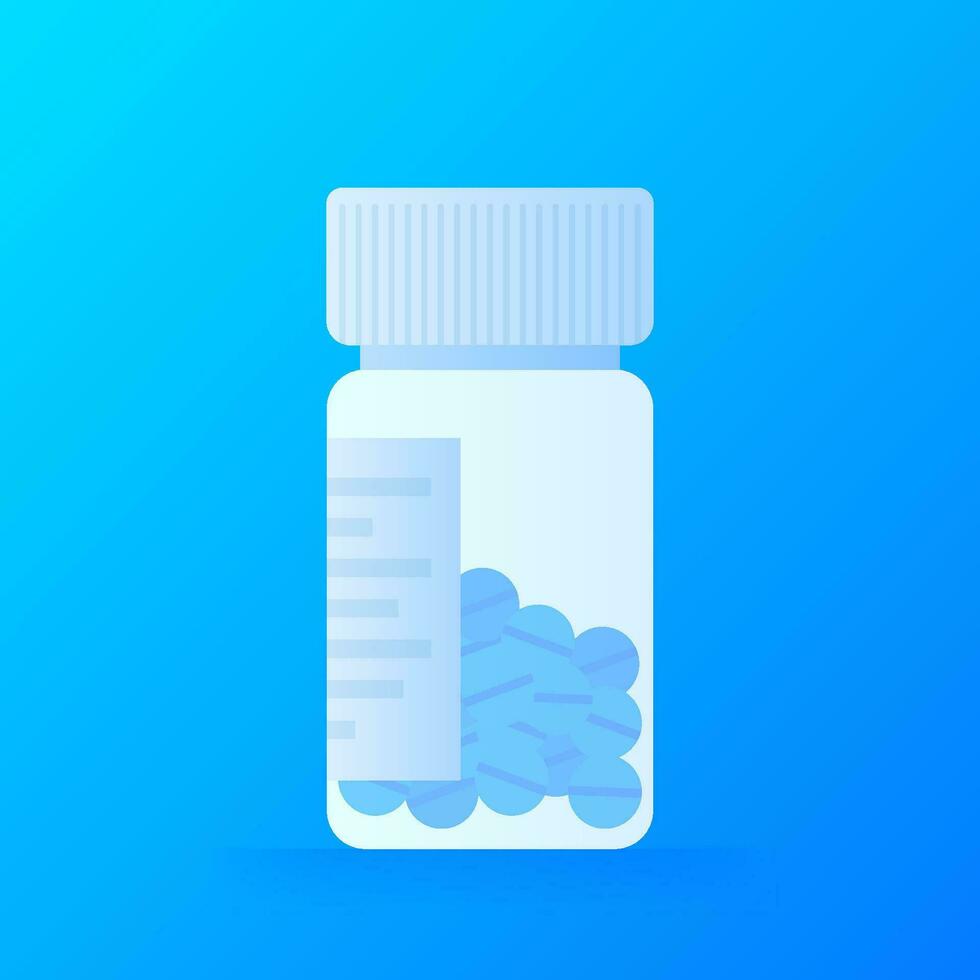 Pills bottle hand in flat style on transparent background. Hand drawn style vector