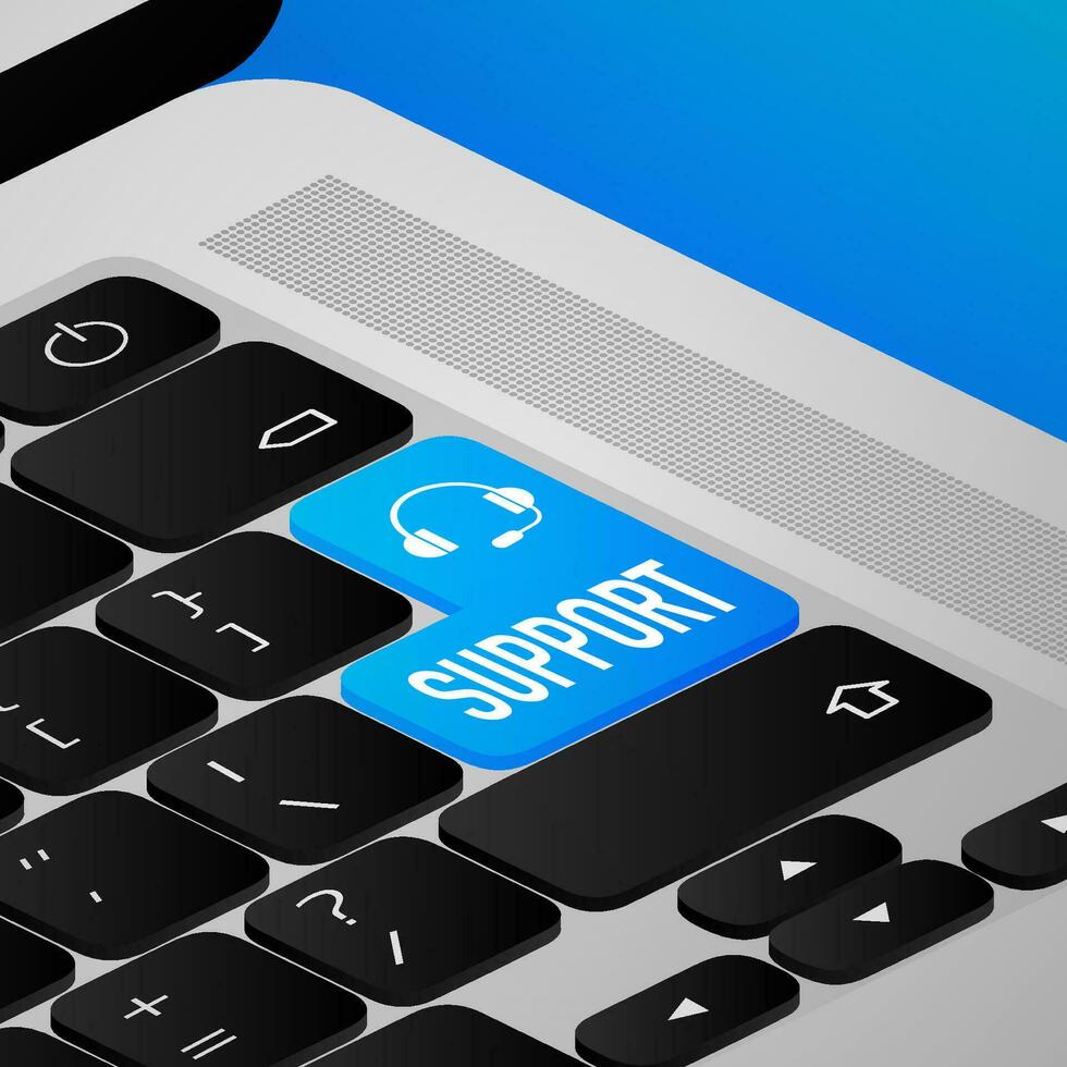 Blue support button on gold background. Dialog, chat speech bubble vector