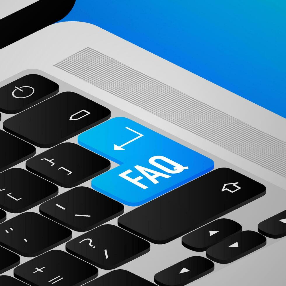 Frequently Asked Questions FAQ Label. Flat blue button. vector