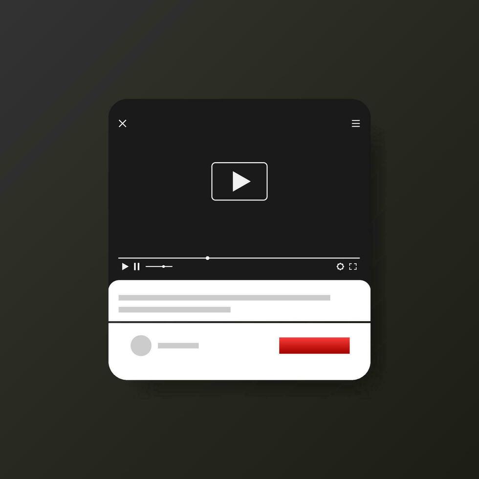 Video player for web design. Realistic window. Vector illustration.