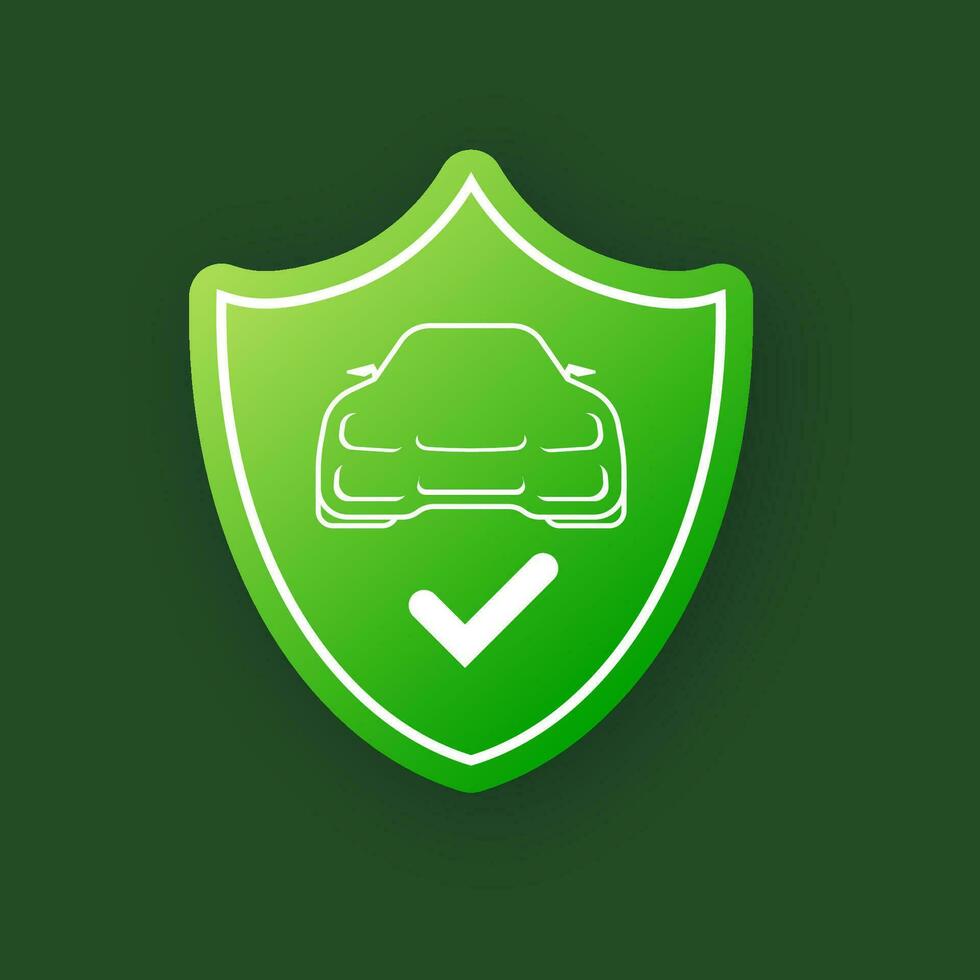 Flat infographic. Car insurance icon on blue background. Flat isometric vector illustration