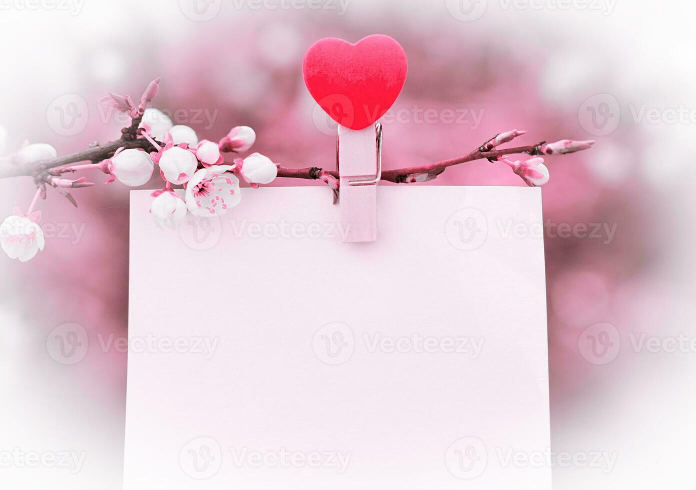 Happy Valentine's day card and for Mother's Day. Mockup. Copy space. Selective focus. photo
