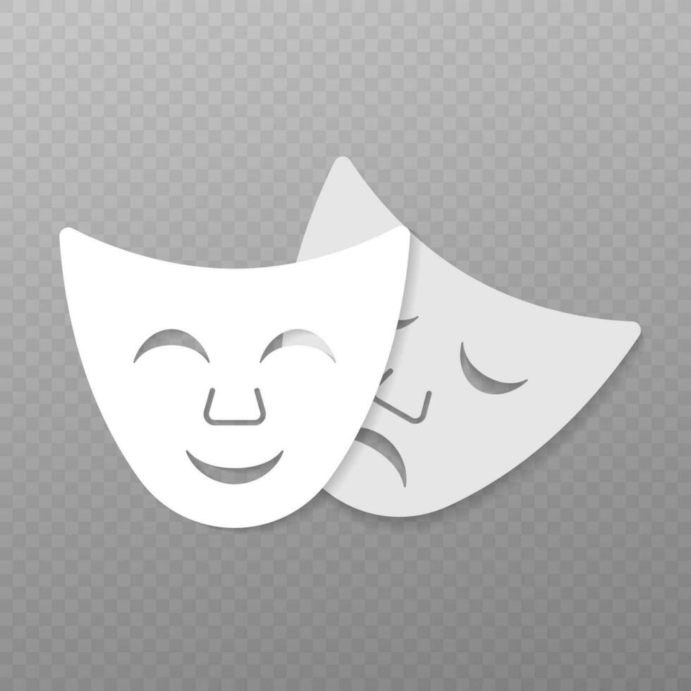 Comedy and tragedy theatrical masks. Vector illustration.