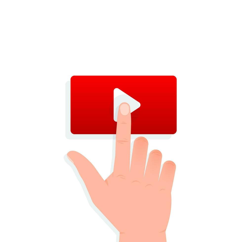 Play video icon, red buttons sign on white background vector