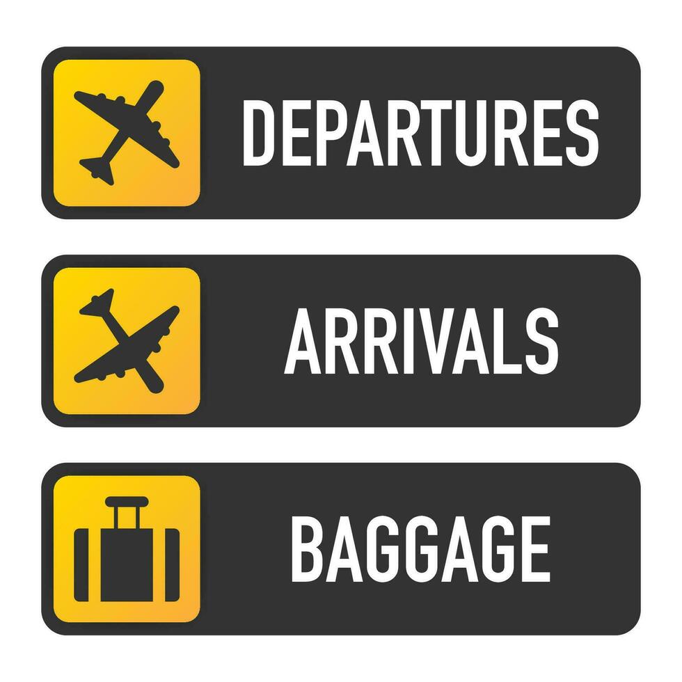 Airport Signs departure, arrivals and baggage. 37005143 Vector Art at ...