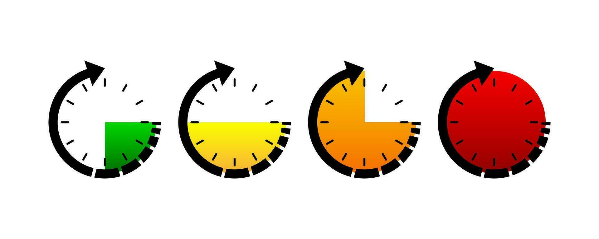 Set of simple timers on white background. Different time on timers. Vector illustration.