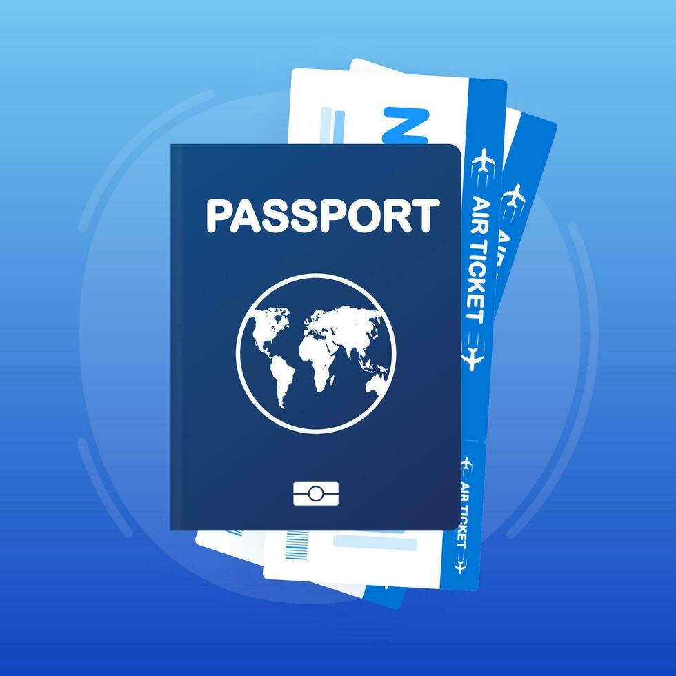 pasaporte y embarque pasar aislado en blanco antecedentes. viaje concepto. vector ilustración