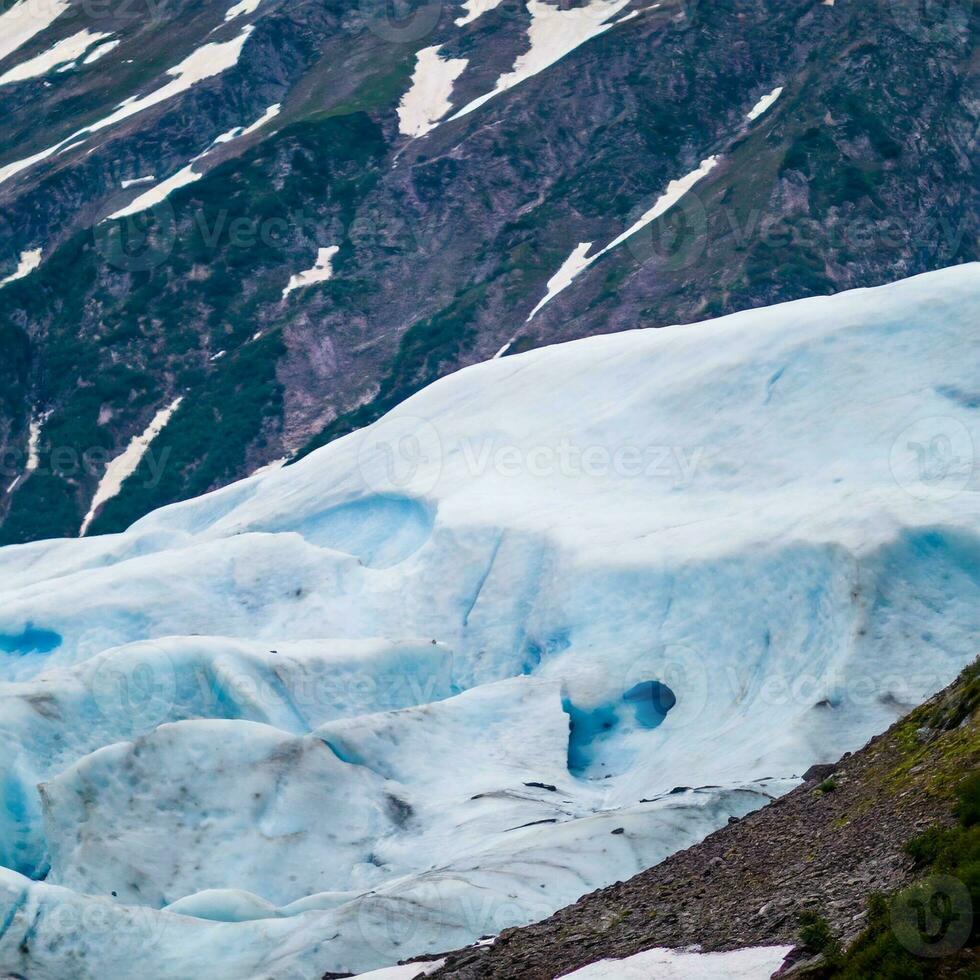 Winter mountains landscape frozen peak glacier photo