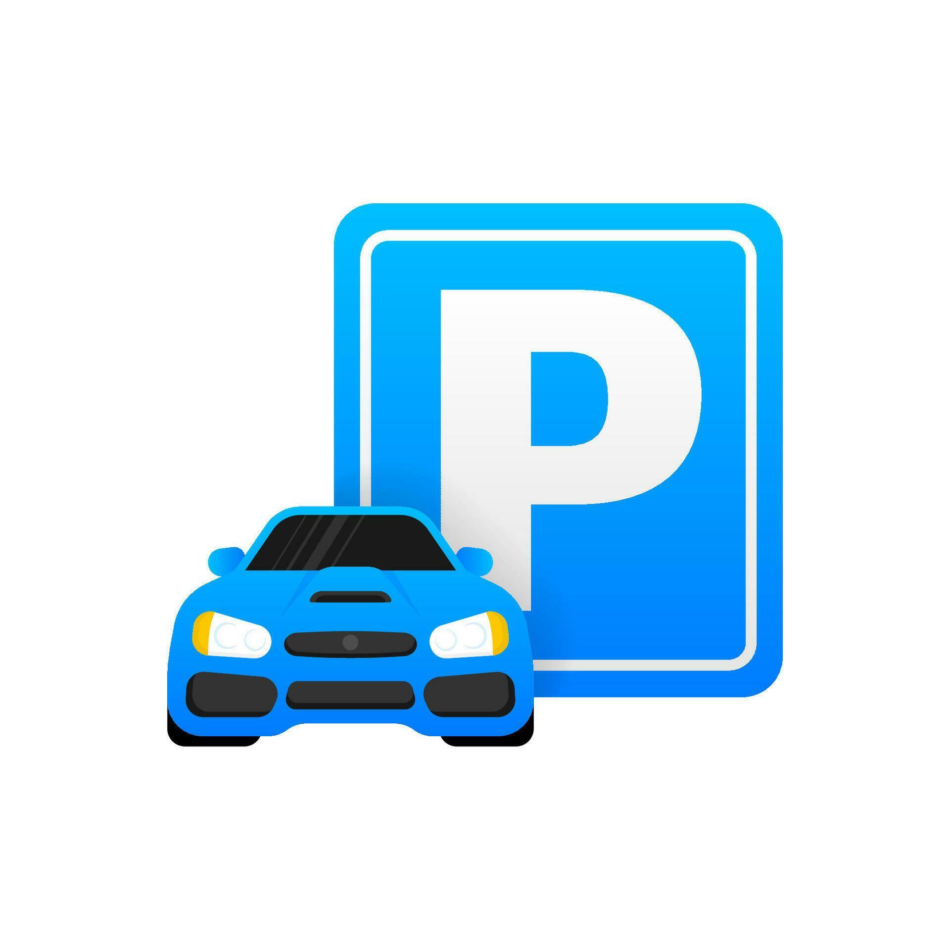 Isolated Parking Sign - Blue roadsign with letter P isolated on white