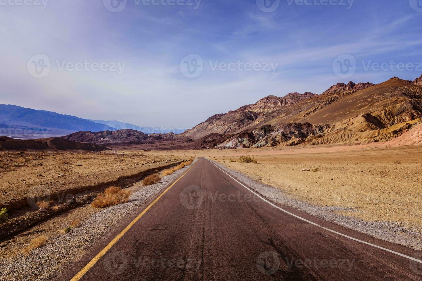 Empty American highway in the Death Valley photo