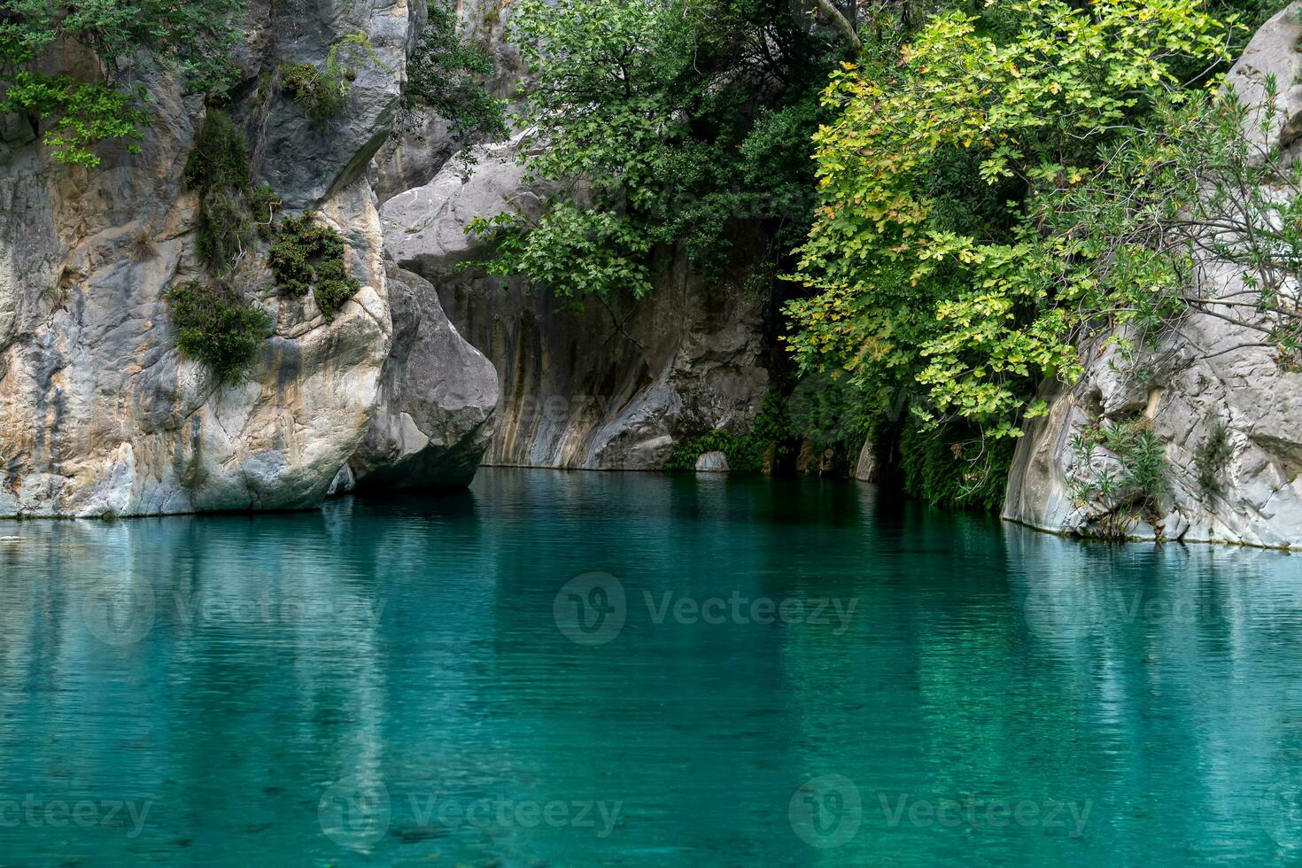 natural rocky canyon with blue water in Goynuk, Turkey photo