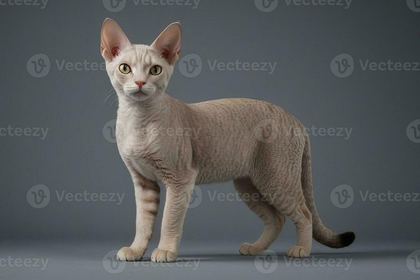 AI generated Devon rex cat isolated on grey background photo
