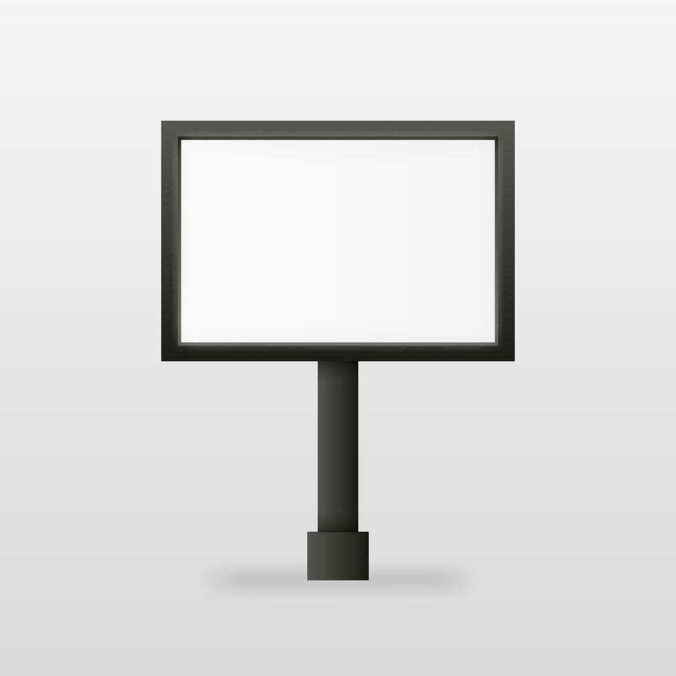 Advertising billboard screen in black color on white background. Realistic object. Vector illustration.