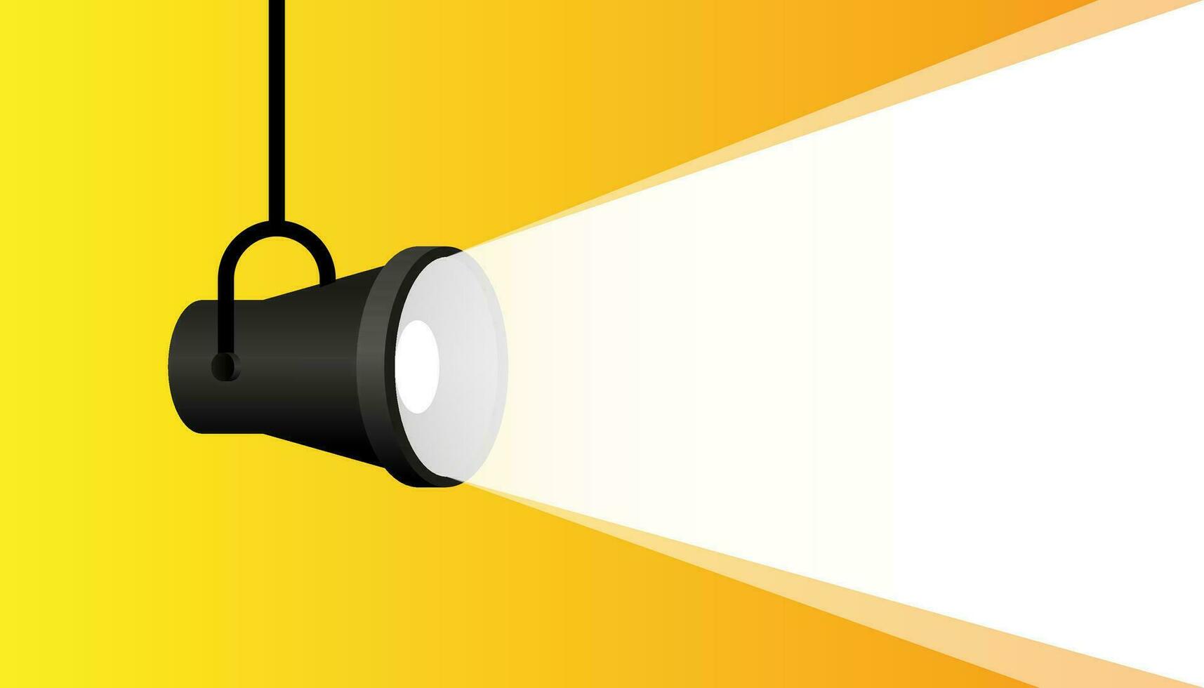 Spotlight shining on white background. Glowing on wall. Vector illustration.