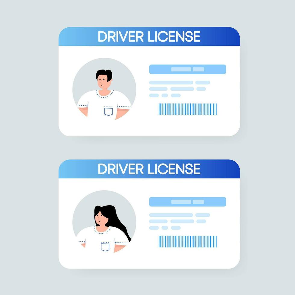 Driver license, car driving licence. ID card template. Vector illustration.