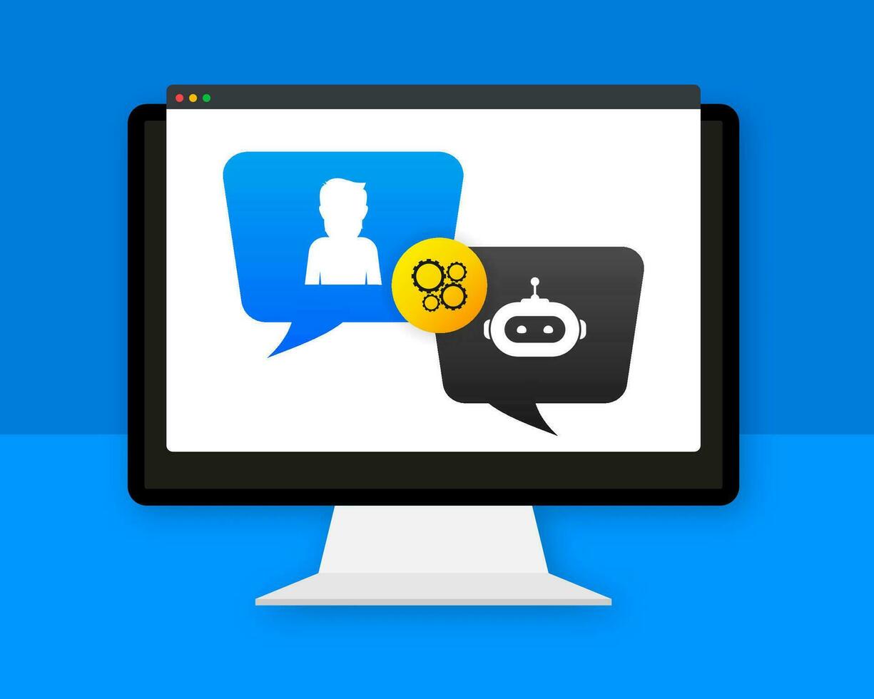 Chatbot icon concept, chat bot or chatterbot. Robot Virtual Assistance Of Website Or Mobile Applications. Vector illustration