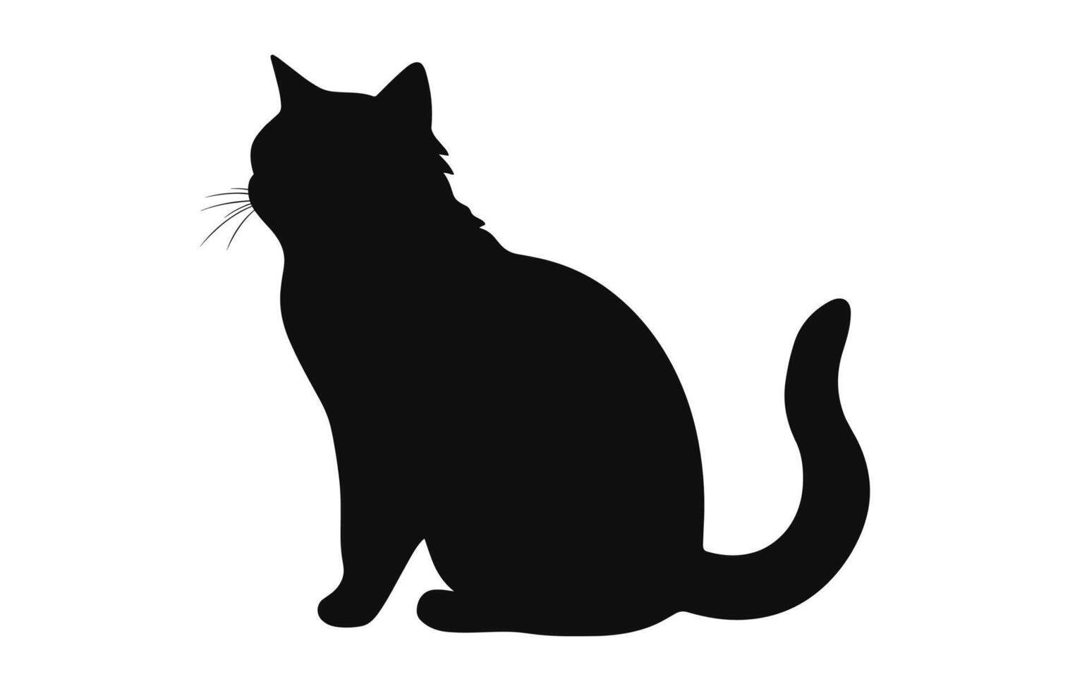 un exótico cabello corto gato negro silueta vector gratis