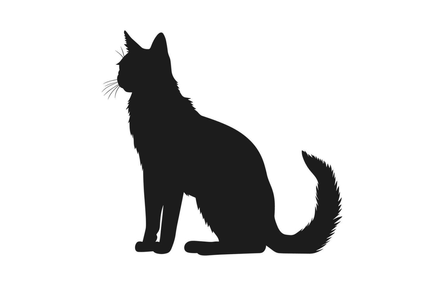 Lynx Cat Silhouette black Vector isolated on a white background