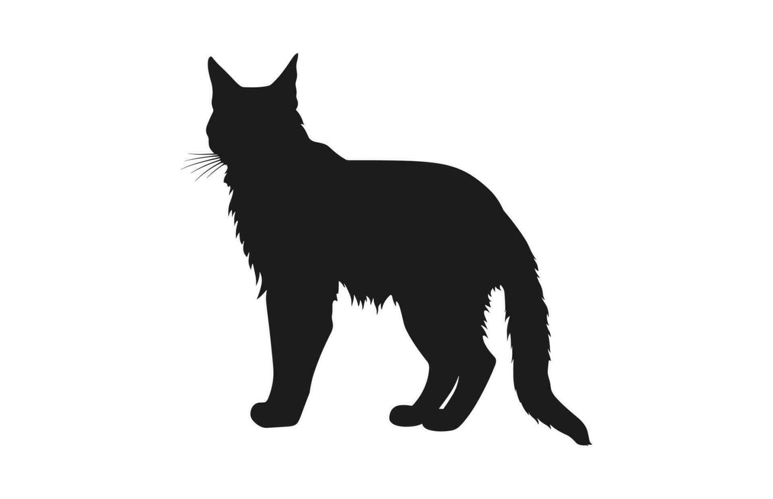 Lynx Cat Silhouette black Vector isolated on a white background