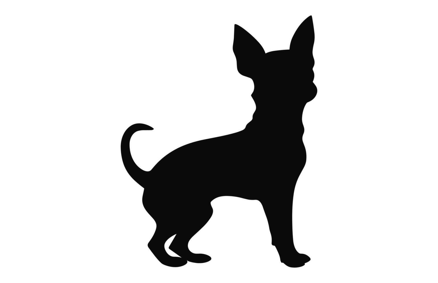 A Chihuahua Dog black Silhouette vector isolated on a white background