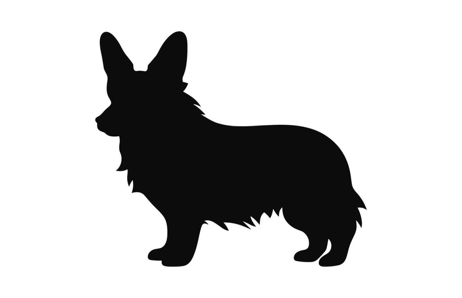 A Corgi Dog black Silhouette vector isolated on a white background