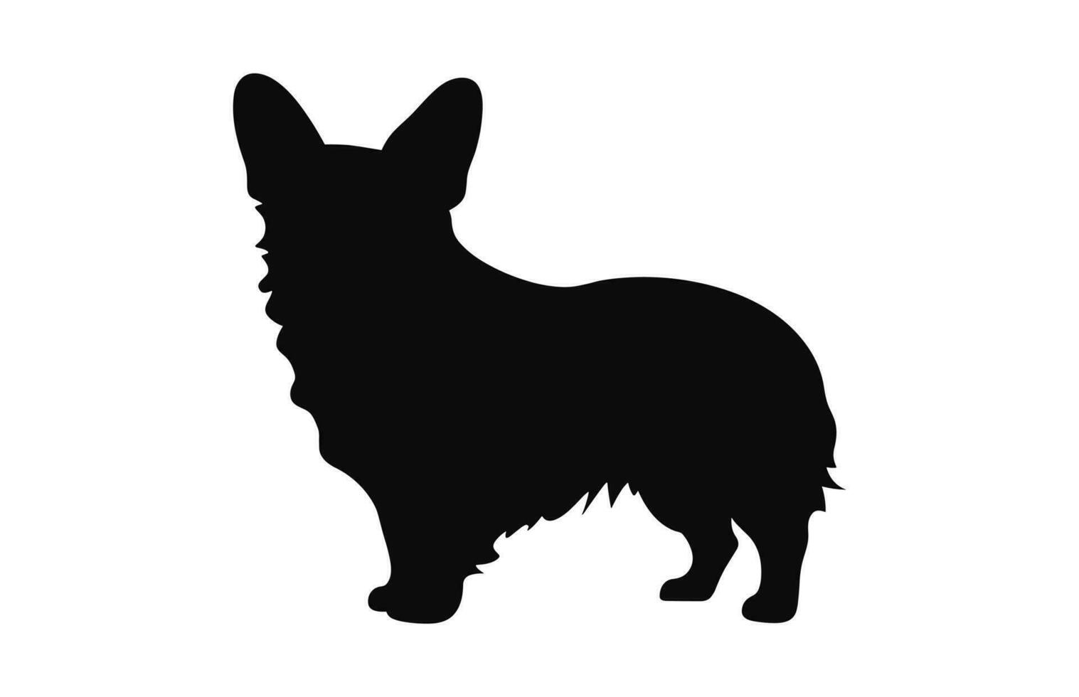 A Corgi Dog black Silhouette vector isolated on a white background