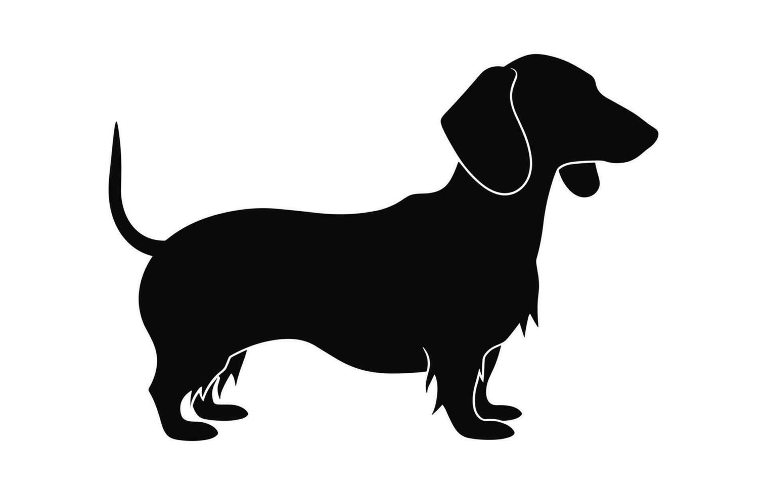 A Dachshund Dog black Silhouette vector isolated on a white background