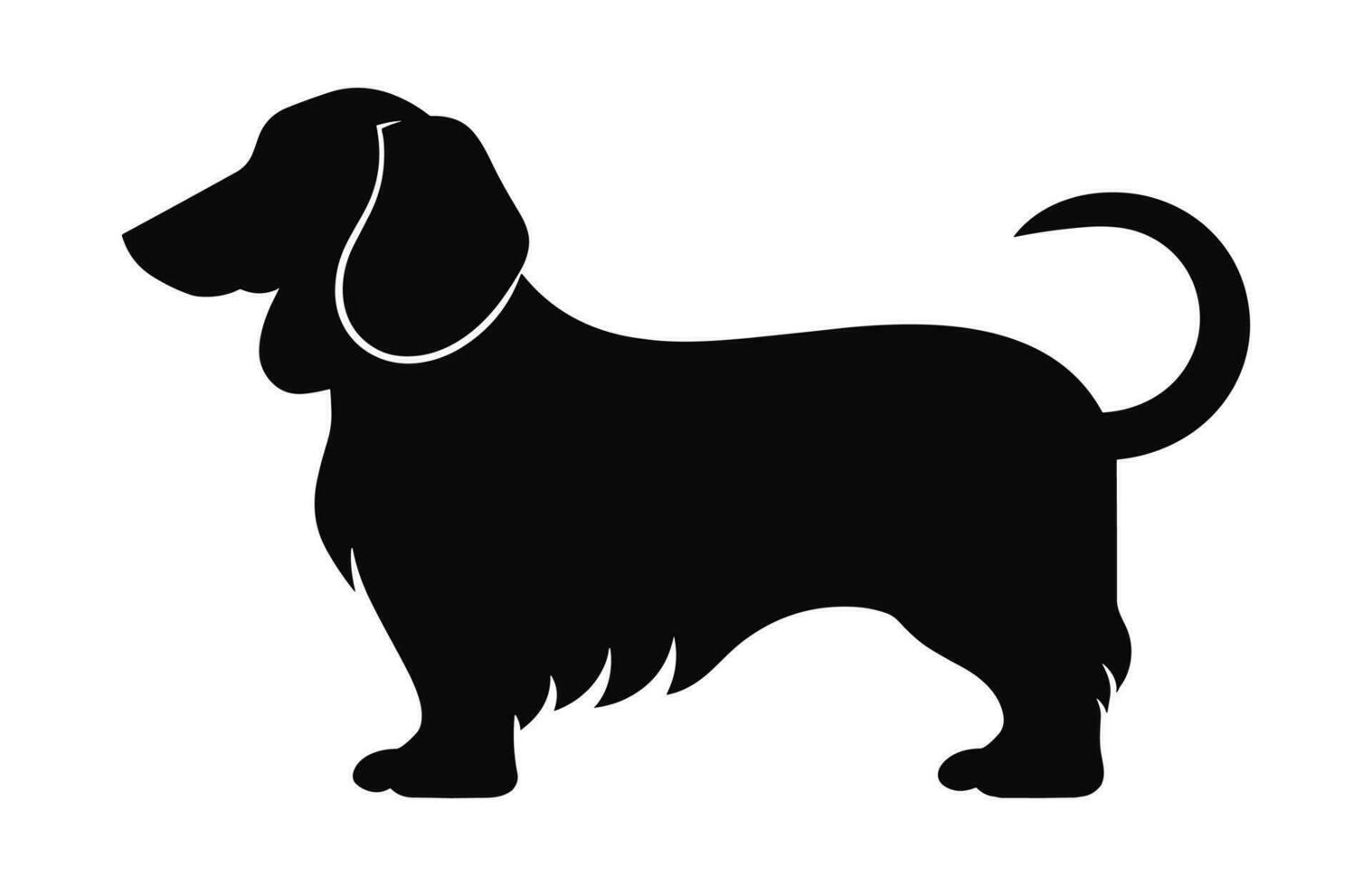 A Dachshund Dog black Silhouette vector isolated on a white background