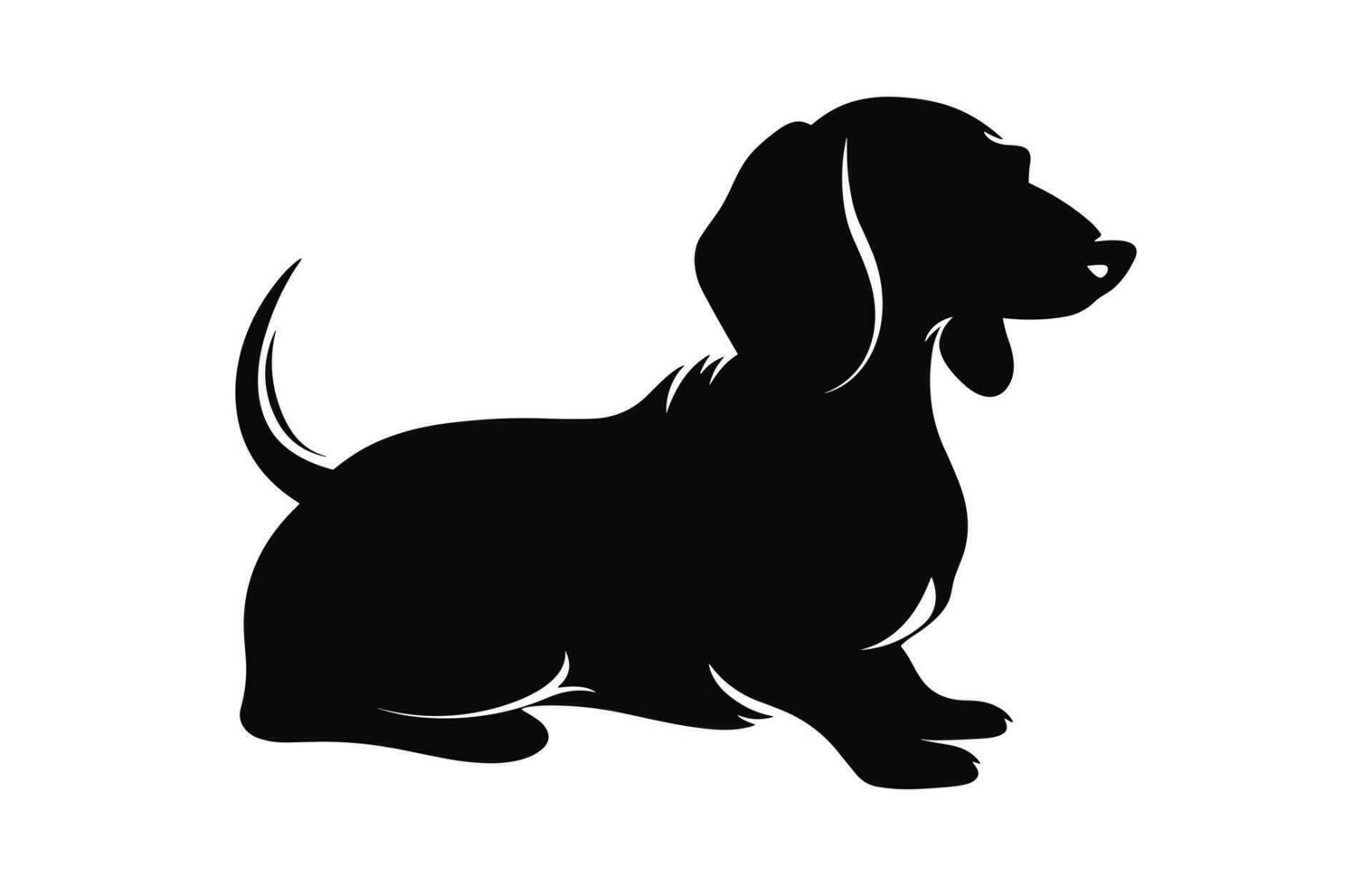 A Dachshund Dog black Silhouette vector isolated on a white background